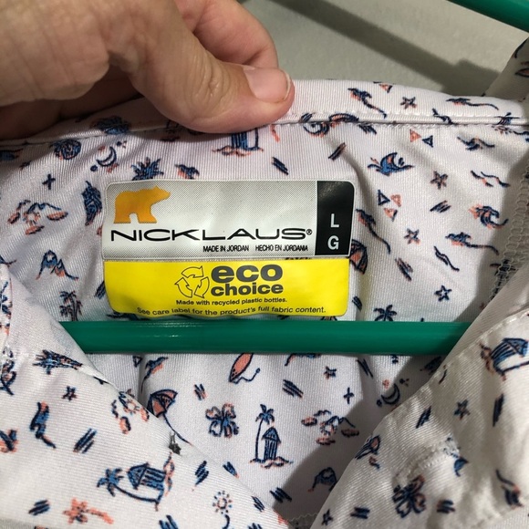 Nicklaus Golf Polo Shirt Men's Size L Eco Choice Short Sleeve Beach Theme - Picture 5 of 6